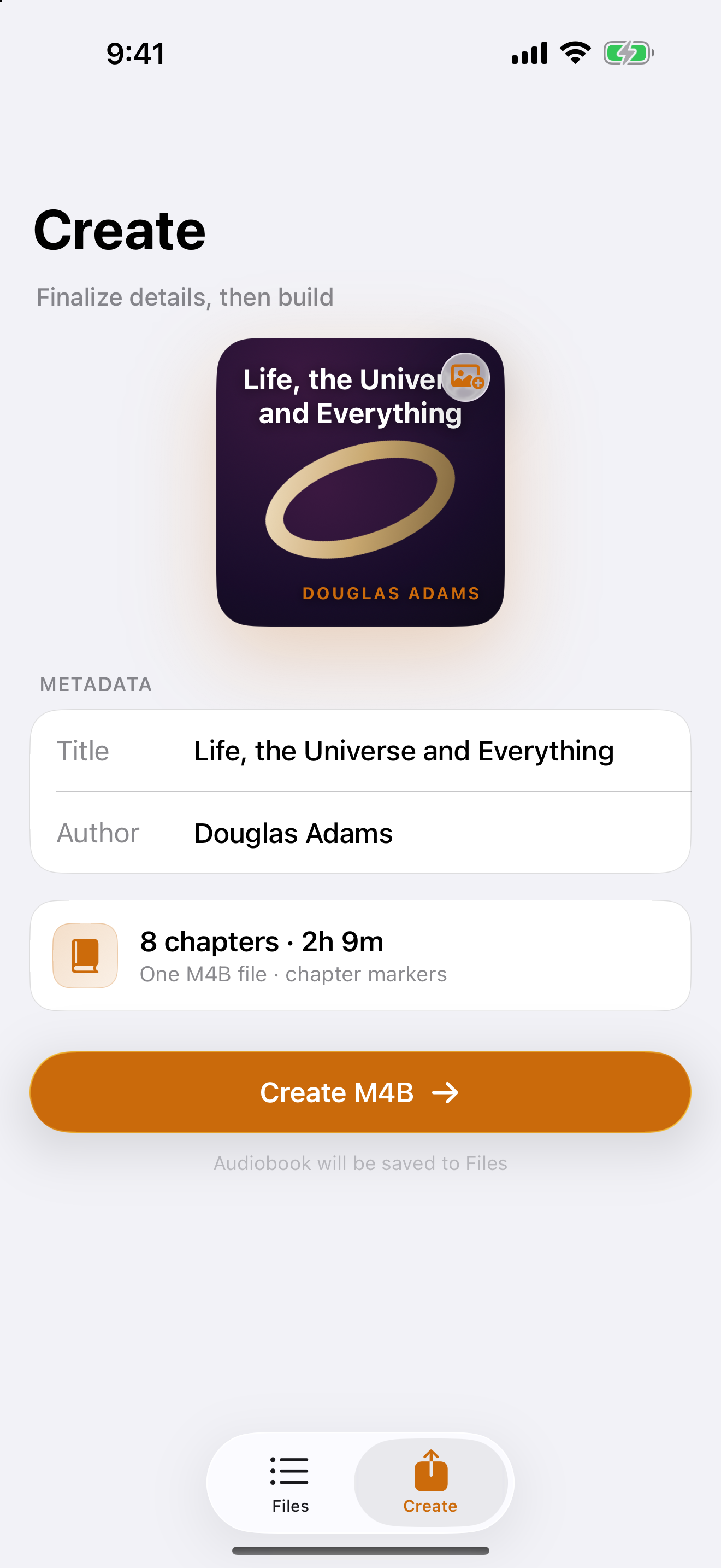 Create screen with cover art and metadata fields
